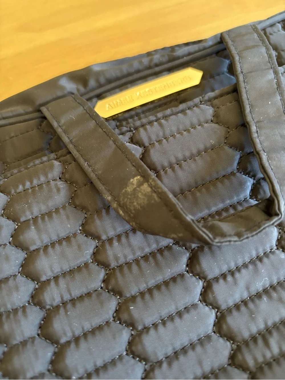 Aimee Kestenberg Black Quilted Cosmetic Carry Case/Travel Bag with Gold Hardware
